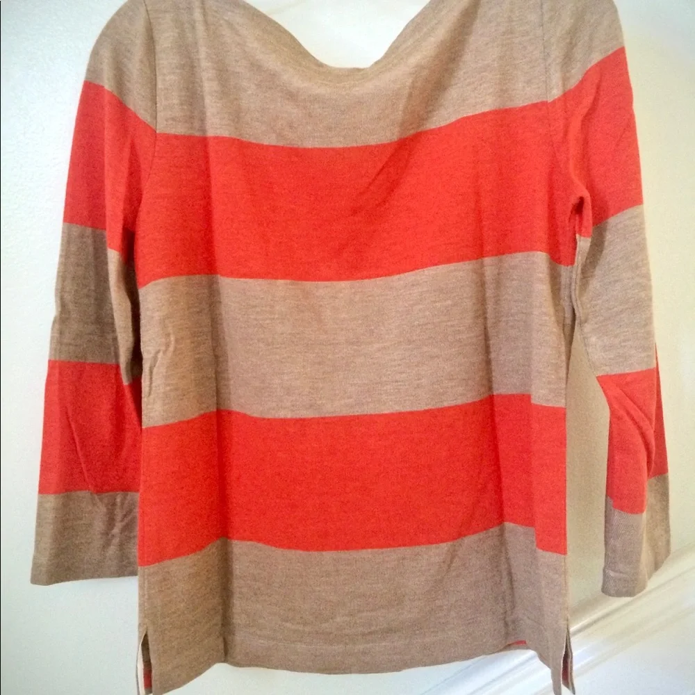 J. Crew Red/Light Brown Rugby Striped Knit Top, XS